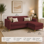 Casaliving Daxos 4 Seater L Shape Sofa Set with Movable Ottoman | Flexible Left or Right Layout | Cozy Velvet Fabric | Soft Touch Seating | Modern Designer Sofa for Living Room (Black)