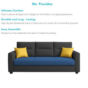 Evona 3 Seater Sofa Set for Living Room (Blue Black Colour Fabric) Premium Fabric Sofa