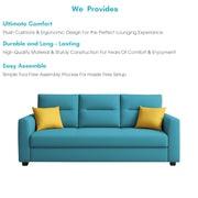 Evona 3 Seater Sofa Set for Living Room (Turquise Colour Fabric) Premium Fabric Sofa