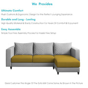 Mikasa 4 Seater RHS L Shape Sofa Set for Living Room (Yellow Grey Fabric) Premium Fabric Sofa Set for Living Room