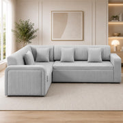 Casaliving Rion 6 Seater L Shape Corner Sofa Cum Bed for Living Room (Black Fabric) Premium Fabric Sofa Cum Bed