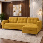 Casaliving Flexora Modern Velvet Fabric Upholstered 3 Seater Sofa Set with Ottoman for Living Room, Premium Velvet Fabric Sofa (Black Colour)