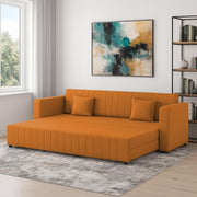 Cameron 3 Seater Sofa Cum Bed for Living Room (Orange Fabric) Premium Fabric Sofa