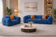 Vetras Modern Velvet Bubble Cloud Sofa, Tufted Design Upholstered 3+1 Seater Sofa Set for Living Room, (Black Colour) Premium Velvet Fabric Sofa