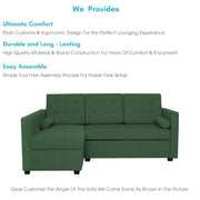 Megan LHS 4 Seater L Shaped Sofa Cum Bed for Living Room (Green Fabric) Premium Fabric Sofa