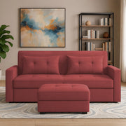 Casaliving Treshta 2 Seater Pull-Out Premium Fabric Sofa Cum Bed Sofa Set with Center Table for Living Room (Black Fabric Color) Premium Fabric Sofa Set for Living Room Sofa Cum Bed