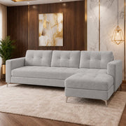 Casaliving Flexora Modern Velvet Fabric Upholstered 3 Seater Sofa Set with Ottoman for Living Room, Premium Velvet Fabric Sofa (Black Colour)