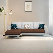 Falco LHS 4 Seater L Shape Sofa Set for Living Room (Brown Grey Fabric) Premium Fabric Sofa