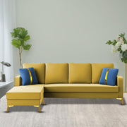 Casaliving Mandis LHS 4 Seater L Shape Sofa Set for Living Room (Black Fabric) Premium Fabric Sofa