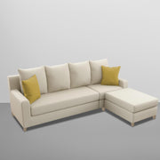 Jester 4 Seater Sofa Set with Center Table for Living Room (Cream Colour) Premium Fabric Sofa