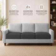 Casaliving Gladino Modern Velvet Fabric Sofa, Tufted Design Upholstered 3 Seater Sofa Set for Living Room, Premium Velvet Fabric Sofa (Black)