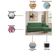 Valkyrie 4 Seater L Shape Convertible Sofa Set for Living Room, 3 Seater & Ottoman Modular Sectional Couch for Small Space (Green Colour) Fabric