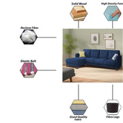 Swaloni LHS 6 Seater L Shape Sofa Set for Living Room (Blue) Premium Fabric Sofa