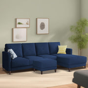 Swaloni RHS 6 Seater L Shape Sofa Set with Center Table for Living Room (Blue) Premium Fabric Sofa