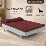 Casaliving Danny Sofa Cum Bed for Living Room Premium Fabric Sofa New 3 Seater Sofa Cum Bed Velvet Fabric with 2 Cushions and Suitable for All Indoor (Black Grey)