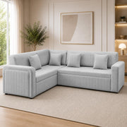 Casaliving Rion 6 Seater L Shape Corner Sofa Cum Bed for Living Room (Black Fabric) Premium Fabric Sofa Cum Bed