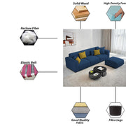 Casaliving Crypton 3 Seater Sofa Set with Center Table for Living Room (Blue Colour) Premium Fabric Sofa