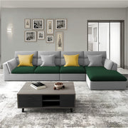Delton RHS 6 Seater L Shape Sofa Set for Living Room (Green Grey) Premium Fabric