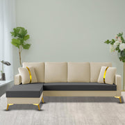 Casaliving Mandis LHS 4 Seater L Shape Sofa Set for Living Room (Black Fabric) Premium Fabric Sofa