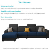 Orion LHS 6 Seater L Shape Sofa Set for Living Room (Blue Black Colour) Premium Fabric Sofa