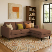 Grayon 3 Seater L Shape Convertible Sofa Set for Living Room, 3 Seater & Ottoman Modular Sectional Couch for Small Space (Grey Dark Grey Colour) Fabric