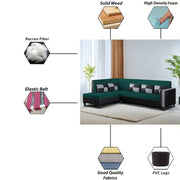 Nordy LHS 6 Seater L Shape Sofa Set for Living Room (Pine Black Colour) Premium Fabric Sofa Set