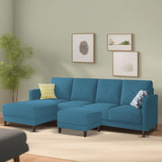 Swaloni LHS 6 Seater L Shape Sofa Set with Center Table for Living Room (Turquise) Premium Fabric Sofa