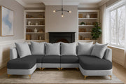 Zoe 8 Seater U Shape Sofa Set for Living Room (Black Grey Colour) Premium Fabric Sofa Set Living Room