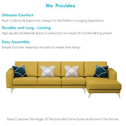 Falco RHS 6 Seater L Shape Sofa Set for Living Room (Yellow Fabric) Premium Fabric Sofa