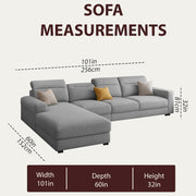 Orion LHS 6 Seater L Shape Sofa Set for Living Room (Grey Colour) Premium Fabric Sofa