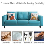 Mikasa 3 Seater Sofa Set for Living Room (Turquise Colour Fabric) Premium Fabric Sofa