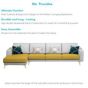 Falco LHS 6 Seater L Shape Sofa Set for Living Room (Yellow Grey Fabric) Premium Fabric Sofa
