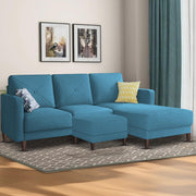 Swaloni RHS 4 Seater L Shape Sofa Set with Center Table for Living Room (Turquise) Premium Fabric Sofa
