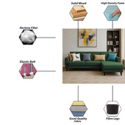 Aria RHS 4 Seater L Shape Sofa Set for Living Room (Green) Premium Fabric Sofa Set
