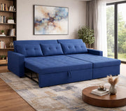 Casaliving Treshta 4 Seater LHS L - Shape Pull-Out Sofa Cum Bed with Storage Sofa for Living Room (Brown Fabric Color) Premium Fabric Sofa Set for Living Room Sofa Cum Bed