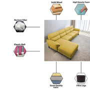 Janifer LHS 6 Seater L Shape Sofa Set for Living Room (Yellow Colour) Premium Fabric Sofa Set