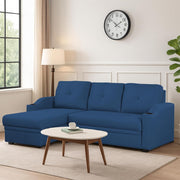 Casaliving Ravonna LHS 4 Seater L Shape Corner Sofa Cum Bed for Living Room (Blue Fabric) Premium Fabric Sofa