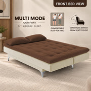 Casaliving Danny Sofa Cum Bed for Living Room Premium Fabric Sofa New 3 Seater Sofa Cum Bed Velvet Fabric with 2 Cushions and Suitable for All Indoor (Black Grey)