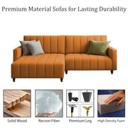 Netlie 4 Seater LHS L Shape Sofa Set for Living Room (Orange Fabric) Premium Fabric Sofa Set for Living Room