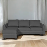 Danver LHS 4 Seater L Shape Sofa Set for Living Room (Black Fabric) Premium Fabric Sofa