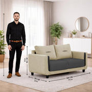 Casaliving Viskafors Upholstered 3 Seater Sofa Set for Living Room (Black Colour Fabric) Premium Fabric Sofa