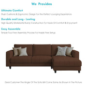 Oslo 4 Seater RHS L Shape Sofa Set for Living Room (Brown Fabric) Premium Fabric Sofa Set for Living Room