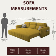 Alicia 3 Seater Sofa Cum Bed for Living Room (Yellow Fabric) Premium Fabric Sofa