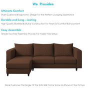 Mikasa 4 Seater LHS L Shape Sofa Set for Living Room (Brown Fabric) Premium Fabric Sofa Set for Living Room
