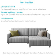 Netlie 4 Seater RHS L Shape Sofa Set for Living Room (Grey Fabric) Premium Fabric Sofa Set for Living Room