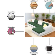 Badger LHS 6 Seater L Shape Sofa Set for Living Room (Black Fabric) Premium Fabric Sofa