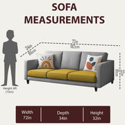 Mikasa 3 Seater Sofa Set for Living Room (Yellow Grey Colour Fabric) Premium Fabric Sofa