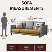 Casaliving Mikasa 3 Seater Sofa Set for Living Room (Black Colour Fabric) Premium Fabric Sofa