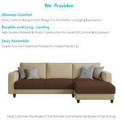 Oslo 4 Seater RHS L Shape Sofa Set for Living Room (Cream Brown Fabric) Premium Fabric Sofa Set for Living Room