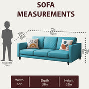Mikasa 3 Seater Sofa Set for Living Room (Turquise Colour Fabric) Premium Fabric Sofa